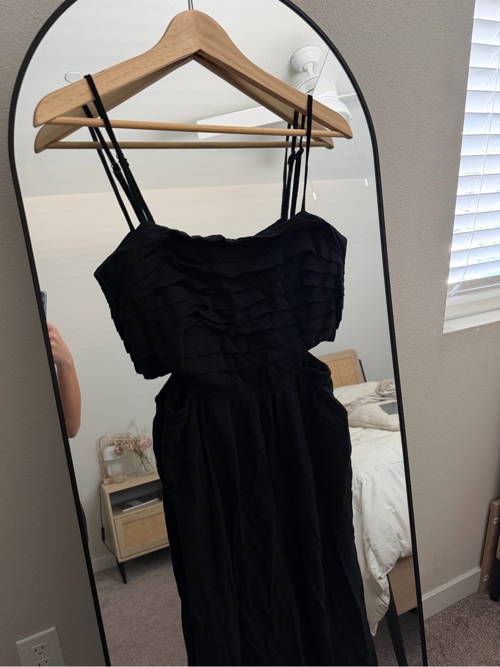 Black Strappy Ruffle Bodice Maxi Dress SzS NWT